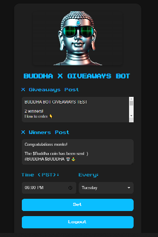 Buddha Bot Dashboard Screenshot